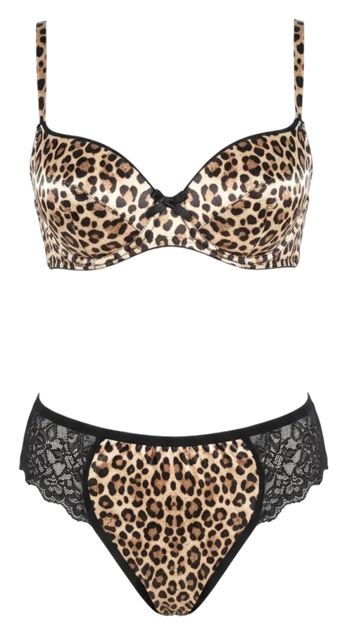 Conjunto de satén con estampado de leopardo